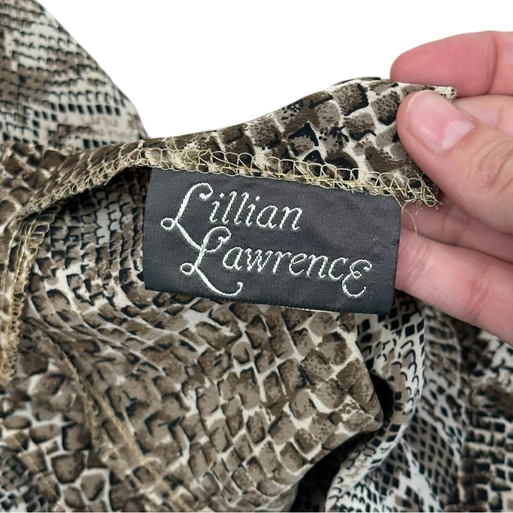 Vintage Lillian Lawrence Snakeskin Print Blouse Size 6 - Picture 2 of 5
